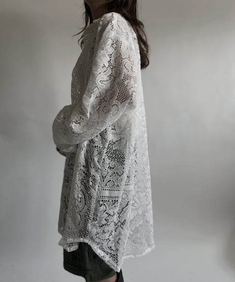 【RE;CIRCLE】 RE Crochet Lace Big Shirt / 220427-007