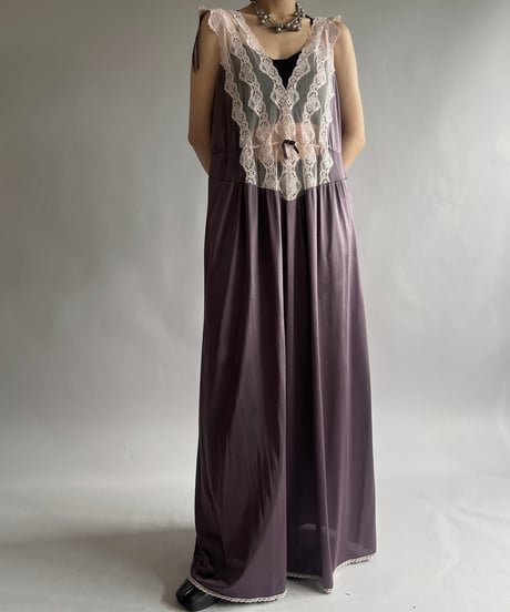 【USED】 Lace Patterned Camisole Long One-Piece  /240928-006