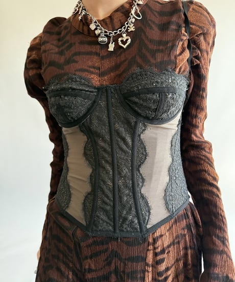 【USED】 Lace Pattern Camisole Corset Top  /250322-031