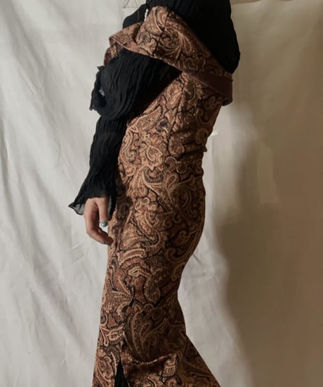 【USED】  Paisley Patterned Off Shoulder Dress/210310-029