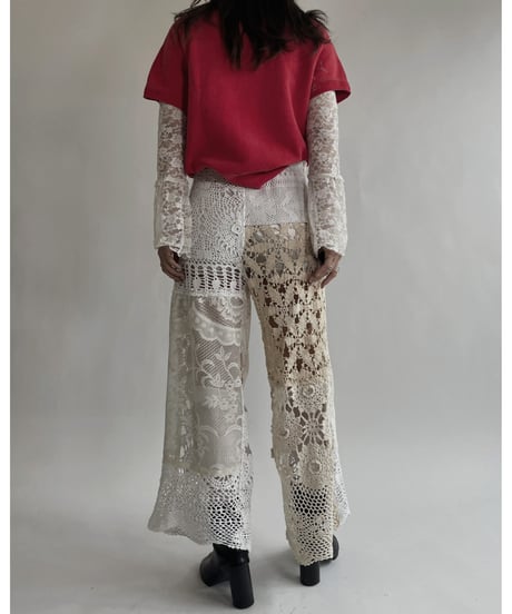 【RE;CIRCLE】 RE Crochet Lace Patchwork Pants / 220526-018
