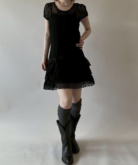 【USED】 Lace Pattern S/S Sheer One-Piece  / 250628-001