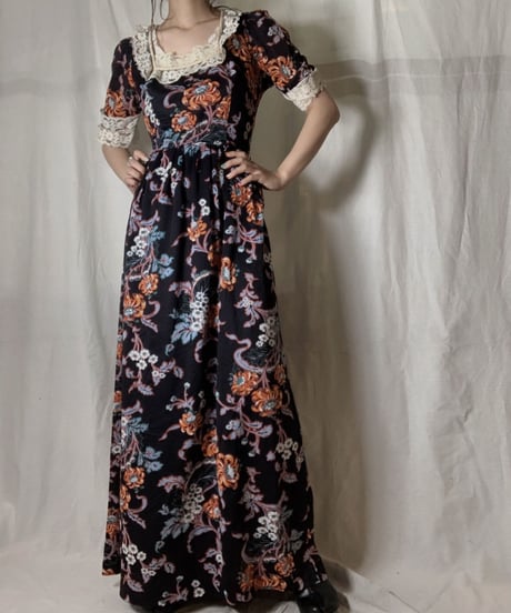 【USED】 EURO Poly Flower Patterned S/S Dress/210714-035