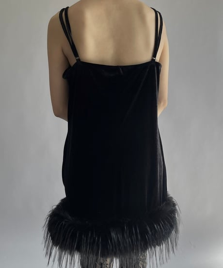 【USED】 Fur Patterned  Velour Camisole Long One-Piece/241019-007