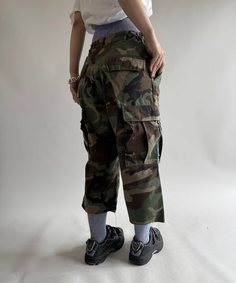 【USED】 Military Camouflage Painted Cut off Shorts  / 250614-014