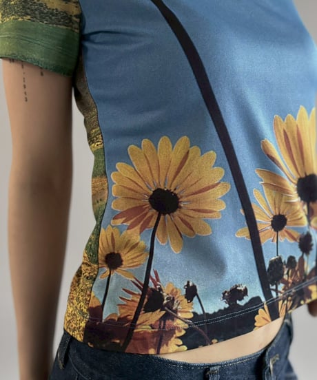 【USED】 Made in USA Sun Flower Print Top / 260704-022