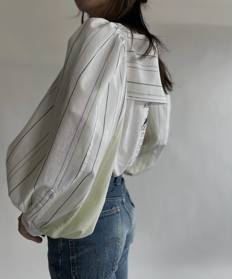 【RE;CIRCLE】 RE Striped Shirt Detachable Collar + Bolero / 220609-012