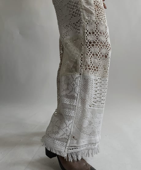 【RE;CIRCLE】 RE Crochet Lace Patchwork Pants / 220427-019