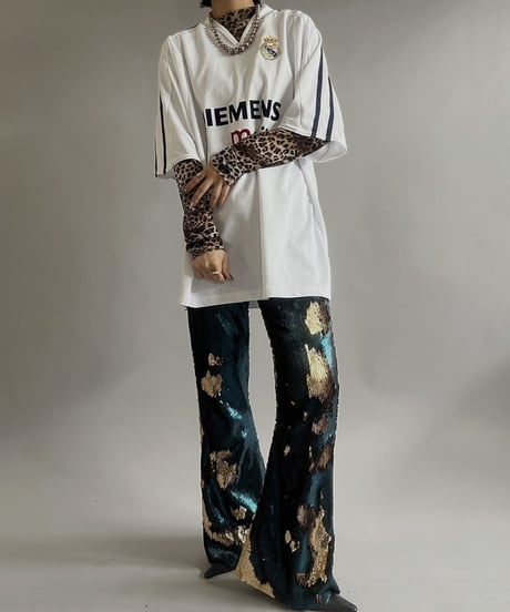 【USED】 Leopard Patterned Power Net Top  /240316-003