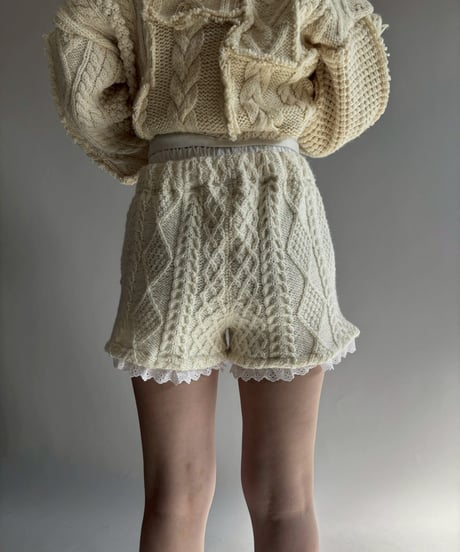 【RE;CIRCLE】 RE Aran Knit Layered Shorts / Ivory / 251106-002