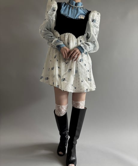 【USED】 Puff sleeves mini One-Piece  /250920-022