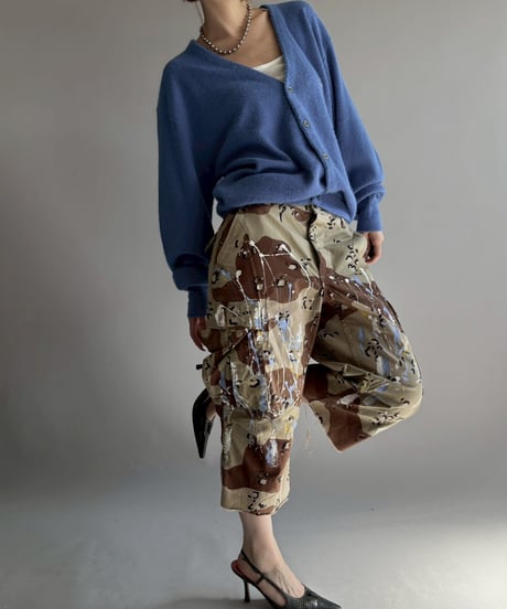 【USED】 Military Camouflage Painted Cut off Shorts / 251108-017