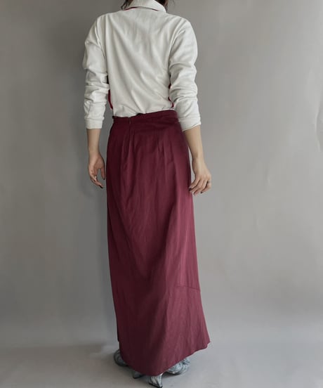【USED】  Poly Long Skirt Red / 221112-009