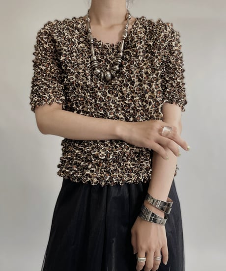 【USED】 Leopard Pattern Popcorn Top / 220709-003