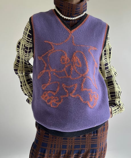 【USED】 HEAVEN Patterned Mohair Knit Vest /250104-024
