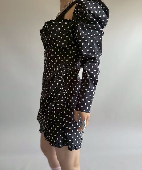 【USED】 SOFIA Dot Pattern Puff Sleeve Mini One-Piece / 260404-025