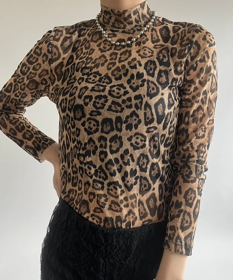【USED】 Leopard Pattern Sheer Top /250301-005
