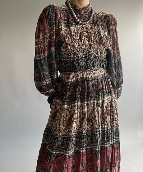 【RE;CIRCLE】 RE Indian Cotton Balloon Sleeved One-piece / 240912-004