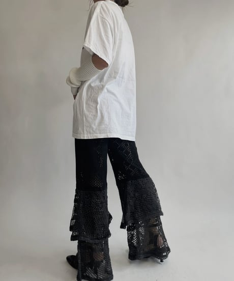 【RE;CIRCLE】 RE Crochet Tiered Pants Black / 220818-011