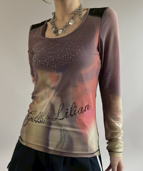 【USED】 Line Stone Design Sheer Top / 260502-011
