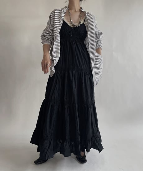 【RE;CIRCLE】 RE Collarless Striped Shirt / 220609-005