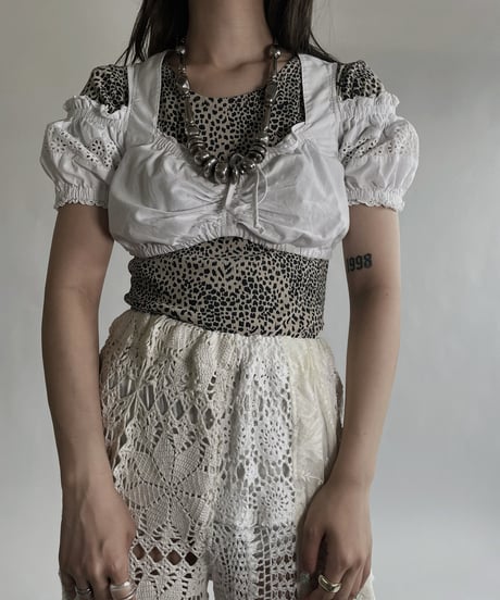 【USED】 White Cotton Short Sleeves Top / 220526-020