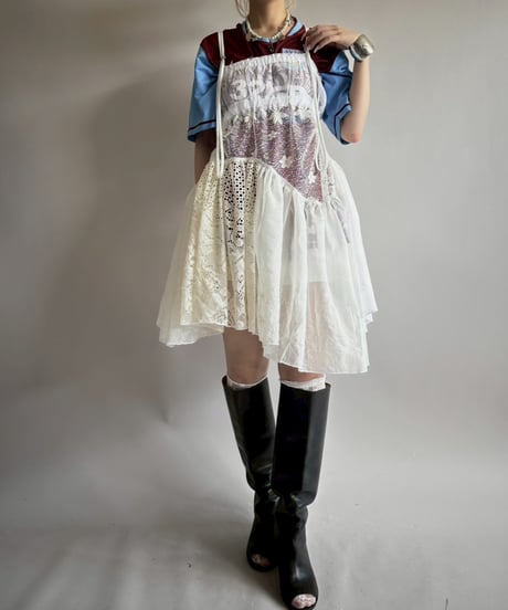 【RE;CIRCLE】RE Crochet Lace Patch work Camisole One-Piece Middle/250731-003