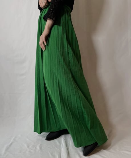 【USED】 Poly Long Pleats Skirt①/20210819-005