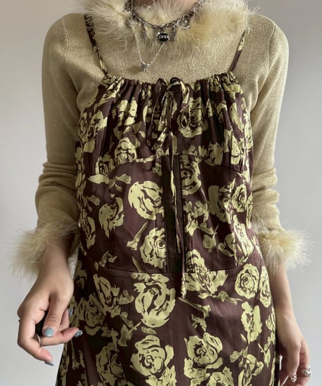 【USED】 Flower Patten Camisole Long One-Piece  /250412-019