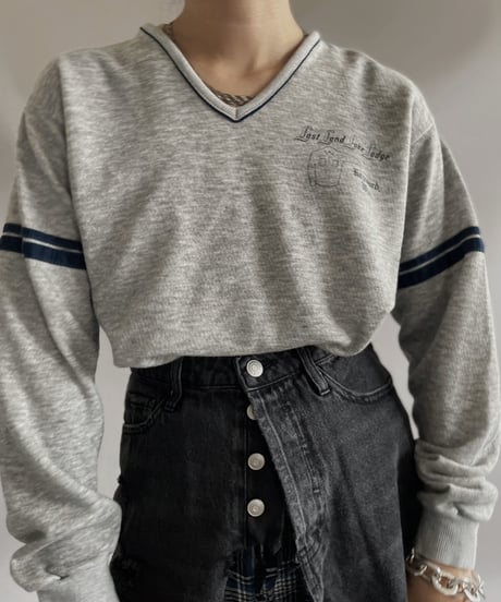 【USED】 Made in USA V-Neck Sweat Top/ 231014-016