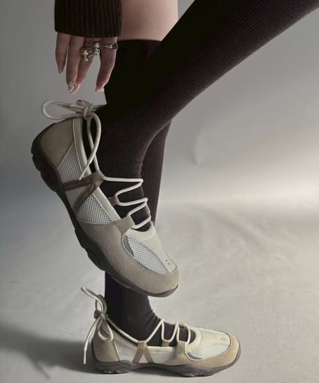 【ROCKFISH WEATHERWEAR】NICOLE WEAVING LACEUP SNEAKERS Beige / RF1SHBE3SK007