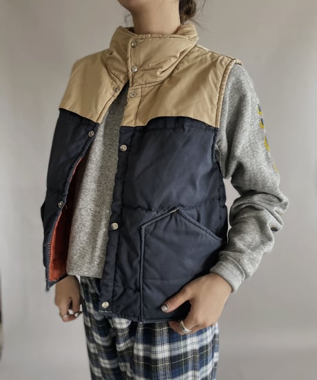 【USED】 Down Vest Two Tone Navy × Beige / 221224-004