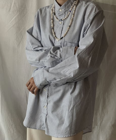 【RE;CIRCLE】 RE Stripe Band Collar Shirt②/210414-028