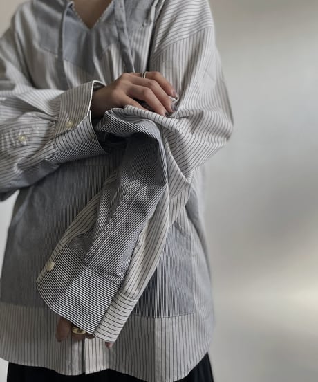 【RE;CIRCLE】 RE Stripe Shirt Mexican Hoodie / 220423-031