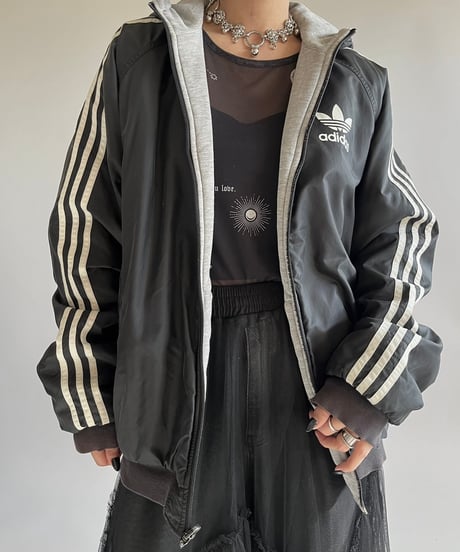 【USED】 adidas Padded Reversible Hooded Nylon Jacket /241228-010