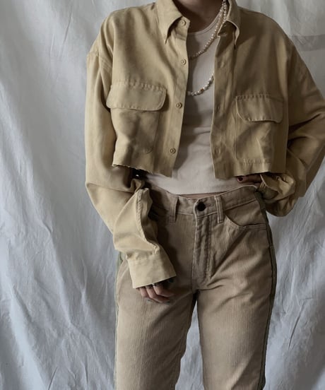 【USED】 Cut Off Fake Suede Shirt  /210317-012