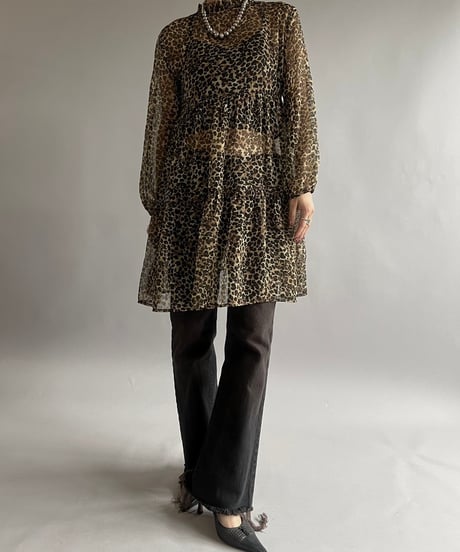 【USED】Leopard Patterned Sheer Top /240907-019