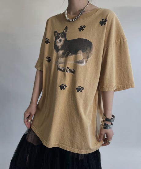 【USED】 Animal T-shirt "Welsh Corgi" /220716-039