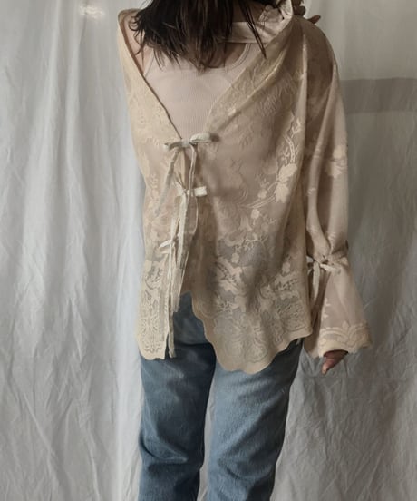 【RE;CIRCLE】 RE Lace Back Ribbon Blouse②/210630-002
