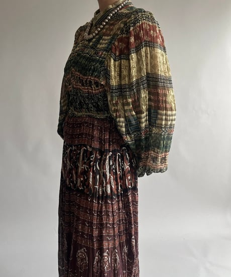 【RE;CIRCLE】 RE Indian Cotton Balloon Sleeved One-piece / 240912-006