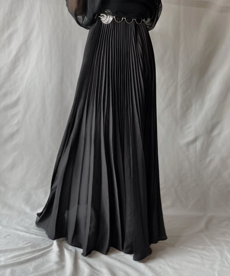 【USED】 Poly  Long Pleats Skirt③/20210819-029