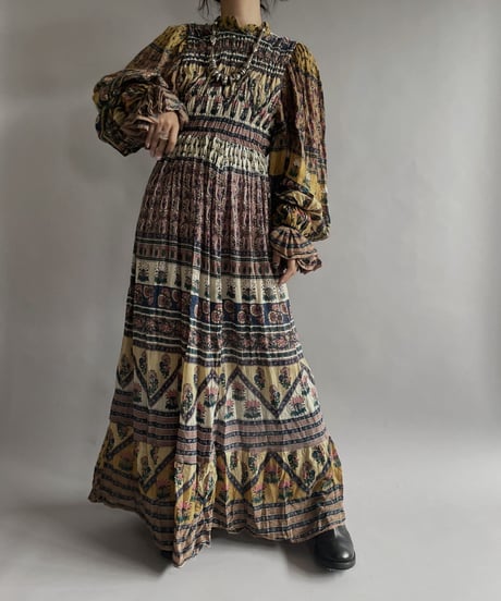 【RE;CIRCLE】 RE Indian Cotton Balloon Sleeved One-piece / 220901-007