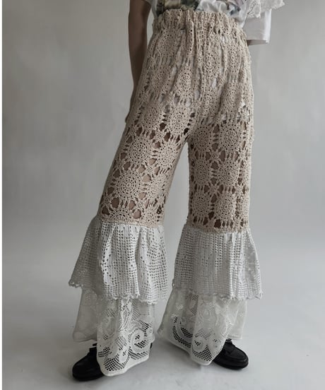 【RE;CIRCLE】 RE Crochet Lace Tiered Pants / 220526-025