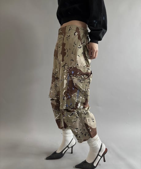 【USED】 Military Camouflage Cut Off Paint Pants /250925-003