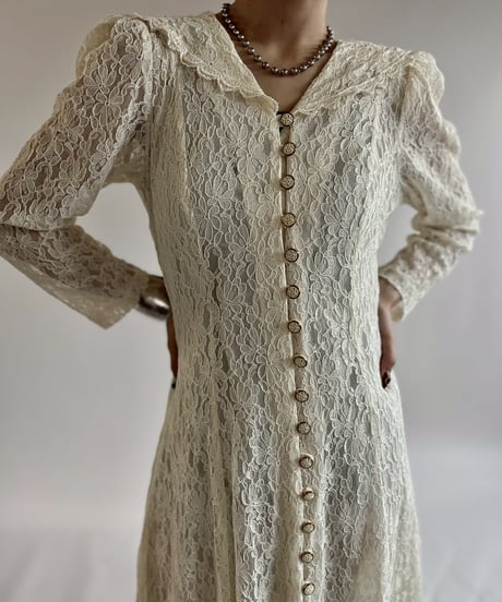 【USED】 Lace Pattern Long One-Piece /250621-024