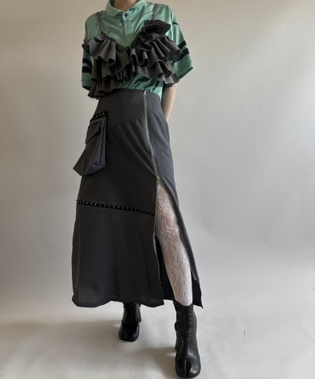 【RE;CIRCLE】 RE Suit Asymmetry Long Skirt/ 250717-003