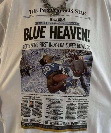 【USED】 07's GILDAN American Football Newspaper T-Shirt / 260607-015