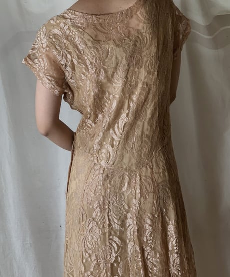 【USED】 USA Flower Patterned Lace Dress①/210429-024