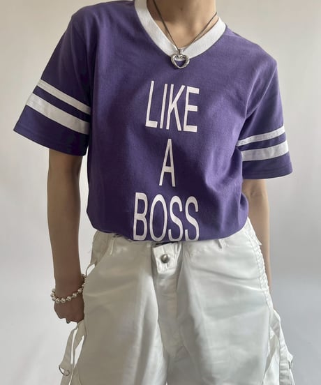 【USED】 LIKE A BOSS V-Neck Ringer T-Shirt /250503-008