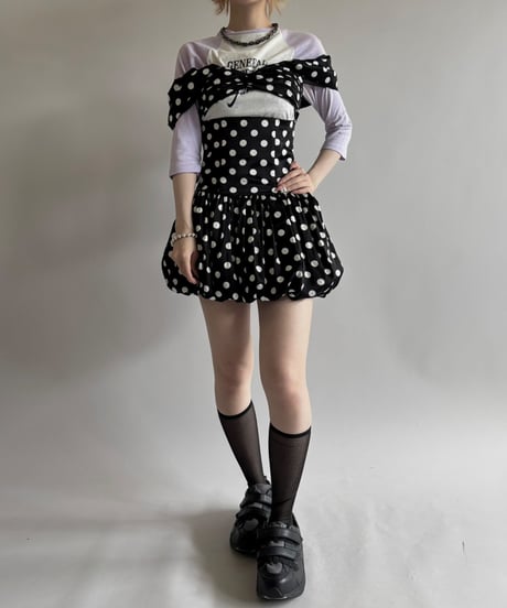 【USED】  Dead Stock MISS CIRCLE Dot Pattern Camisole One-Piece   / 250531-017